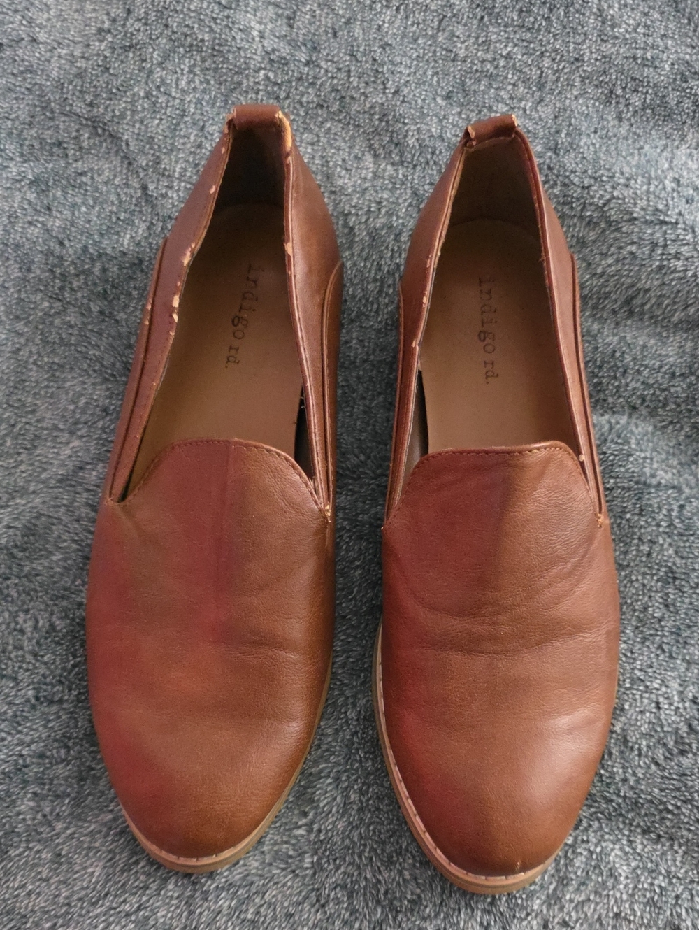 Indigo Women's Brown Leather Slip-On Loafers